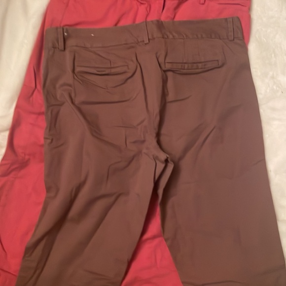 Loft, 2 pair cropped dress pants, brown and coral, size 12 - Picture 4 of 5